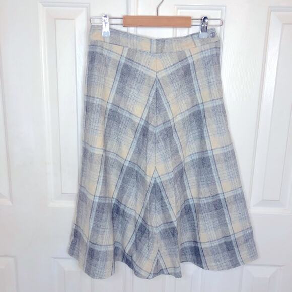 The gangs all here vintage Union made blue and gray wool midi skirt medium